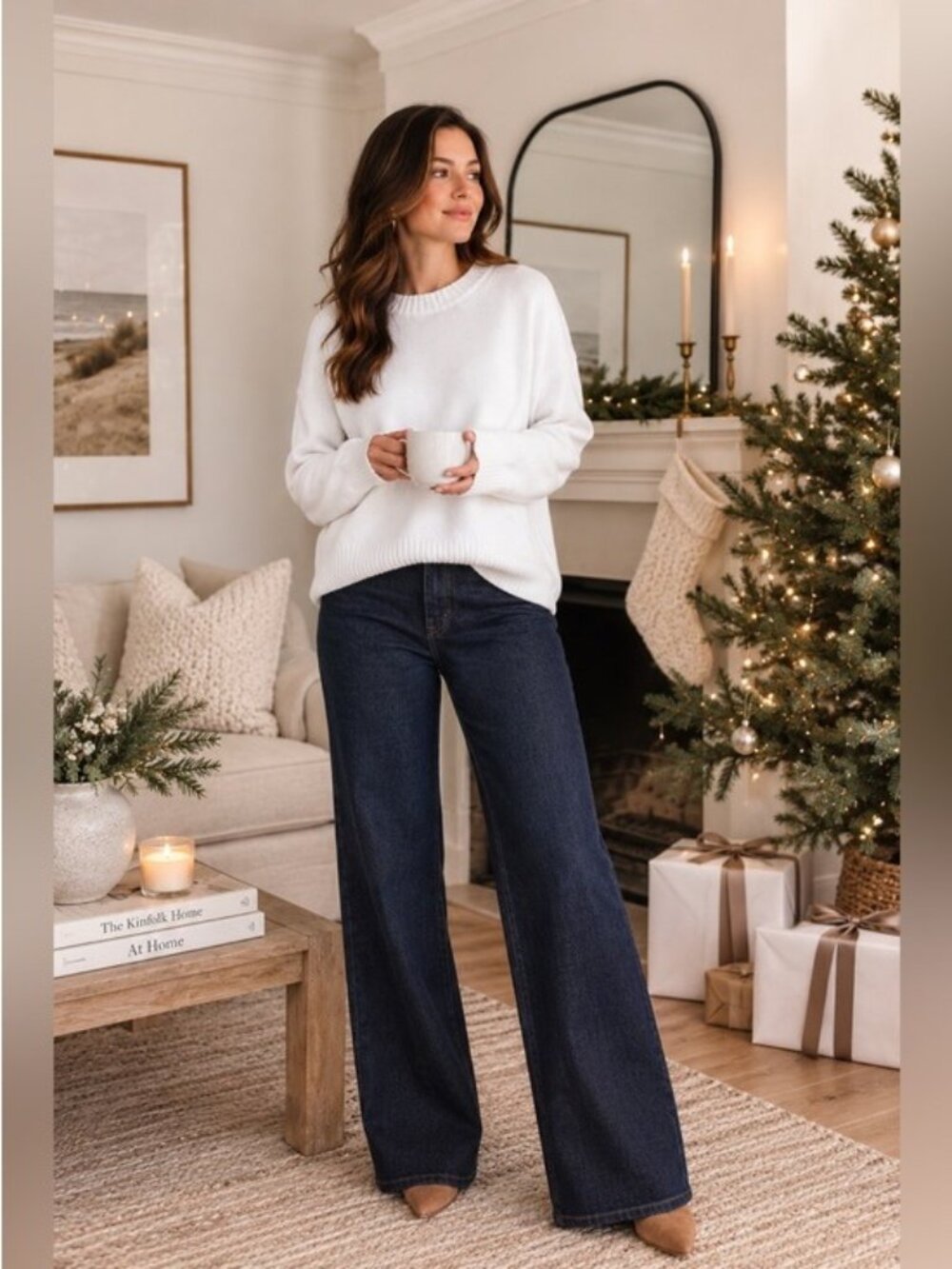Quince 100% Organic Cotton Boyfriend Crew Sweater White Size Medium